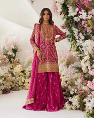 Shocking pink embellished outfit