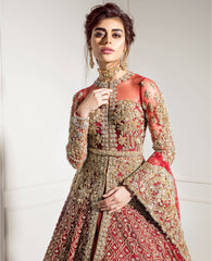 Red embellished outfit