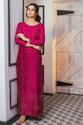 Shocking pink embellished outfit