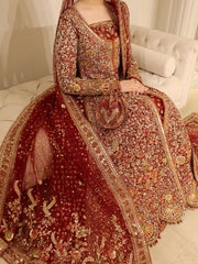 Heritage Red Fine Zari & Metallic Detail Bridal Lehnga