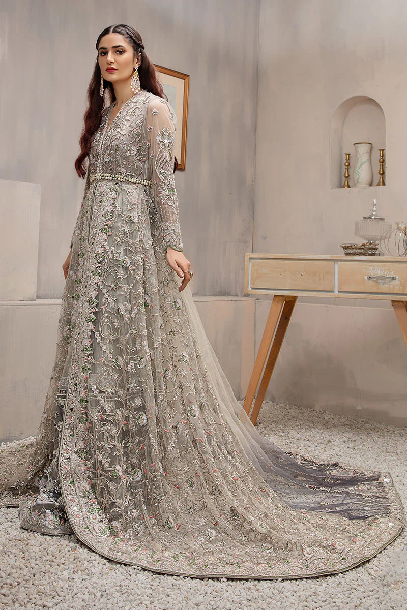 silver walima dress AZUREA WALIMA BRIDAL MAXI 70% OFF ON SALE Walima bridal in mesuri net fabric dyed in Pistachio color with silver hand embroidery and touch including a delicate dupatta @mohsinboutiqueofficial For details