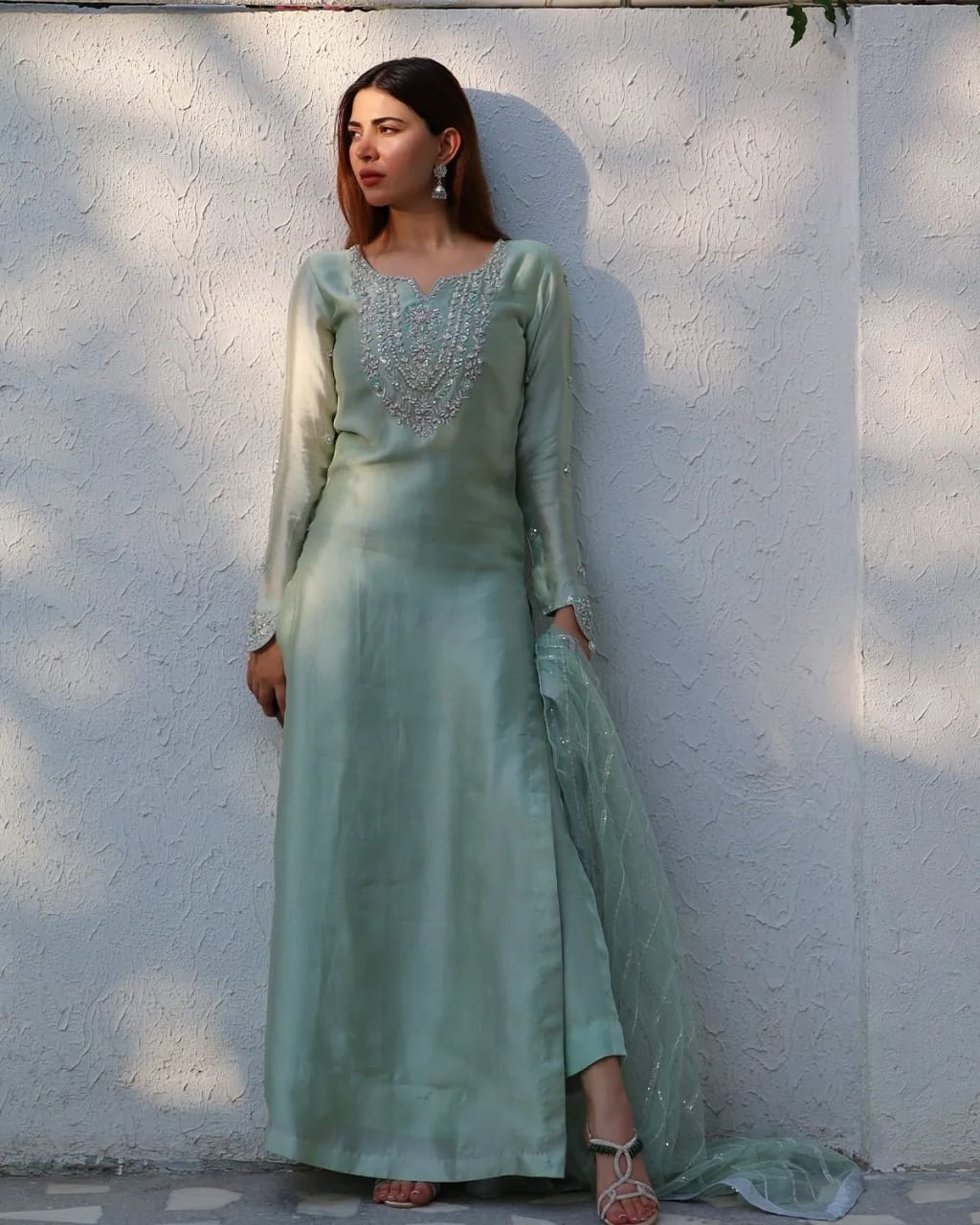 Naimal-mint green embellished outfit