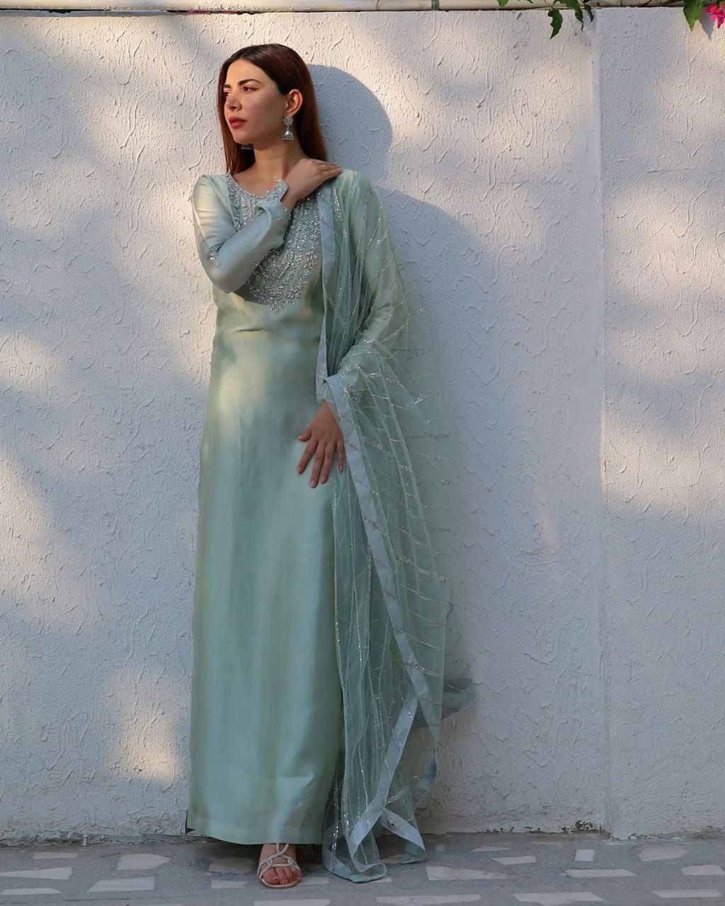 Naimal-mint green embellished outfit