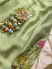 Mint Green Hand-Embroidered Silk Kurta