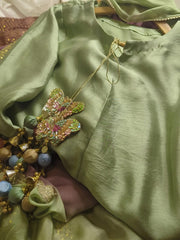 Mint Green Hand-Embroidered Silk Kurta