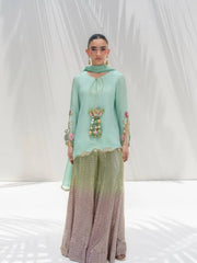 Mint Green Hand-Embroidered Silk Kurta