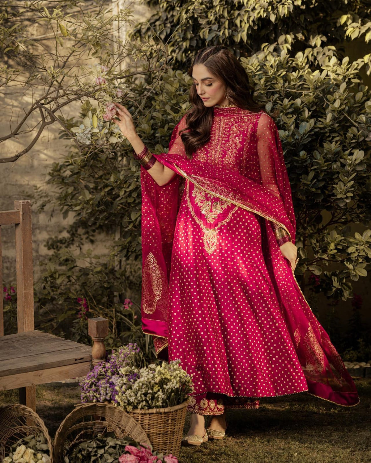 Maya ali -pink embellished organza set