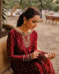 Yumna Ziadi -Red embellished outfit