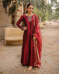 Yumna Ziadi -Red embellished outfit