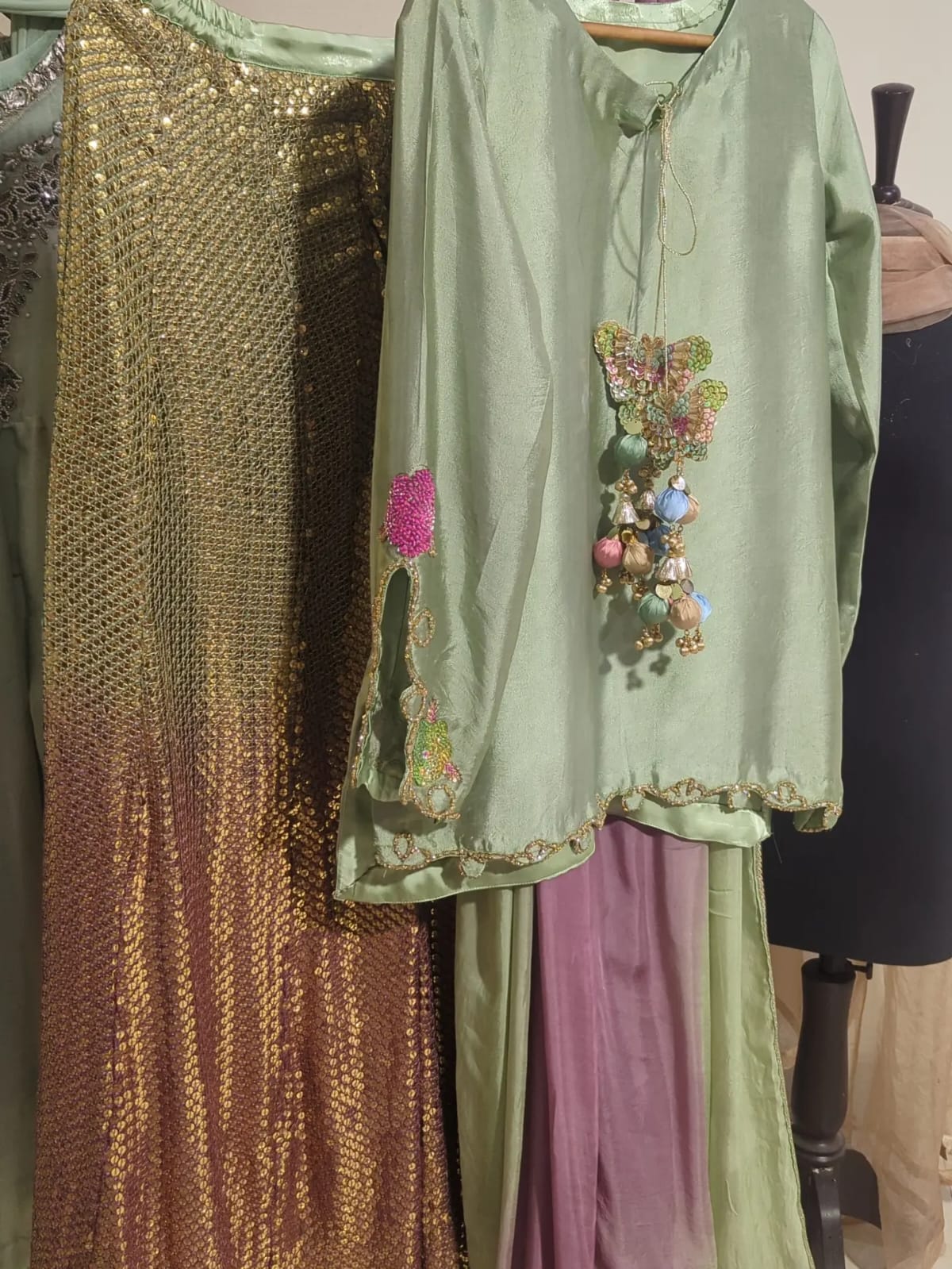 Mint Green Hand-Embroidered Silk Kurta