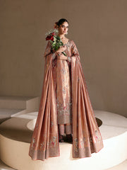Dulhan Haveli Metallic Rose Gold Zari Embroidered Long Kurta & Dupatta