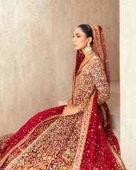 Dulhan Haveli Royal Crimson Hand-Embroidered Zari Bridal Lehnga