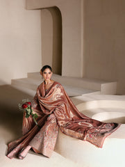 Dulhan Haveli Metallic Rose Gold Zari Embroidered Long Kurta & Dupatta
