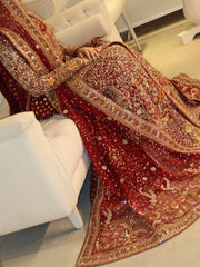 Heritage Red Fine Zari & Metallic Detail Bridal Lehnga