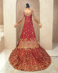 Dulhan Haveli Royal Crimson Hand-Embroidered Zari Bridal Lehnga