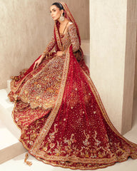 Dulhan Haveli Royal Crimson Hand-Embroidered Zari Bridal Lehnga