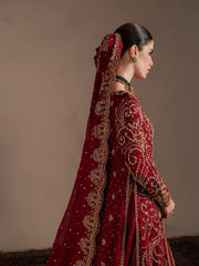 Maroon & Gold Layered Bridal Jacket Ensemble
